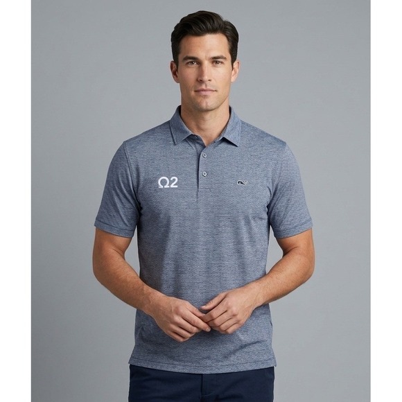 Vineyard Vines Other - Vineyard Vines Performance Polo Shirt Mens Large L Gray Stripes Q2 Logo Golf